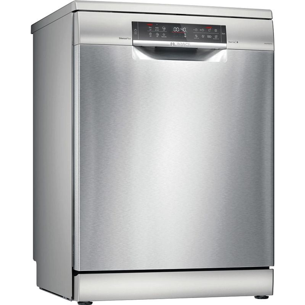 Отдельностоящая посудомоечная машина BOSCH SMS6EMI65Q, Serie 6, полноразмерная, 13 комплектов, 4 программы, защита от протечек, нержавеющая сталь