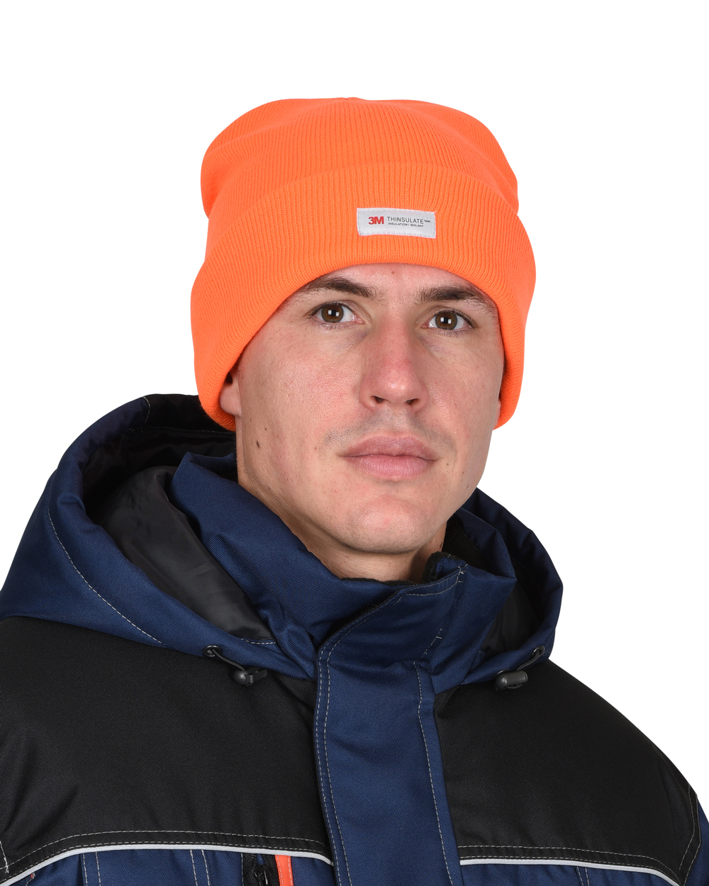 Шапка трикотажная флуоресцентная оранжевая СИРИУС Юка, с утеплителем Тинсулейт (х12х120)