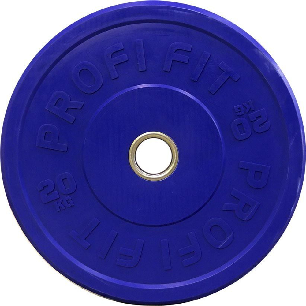 Диск для штанги каучуковый, цветной D51 мм PROFI-FIT 20 кг