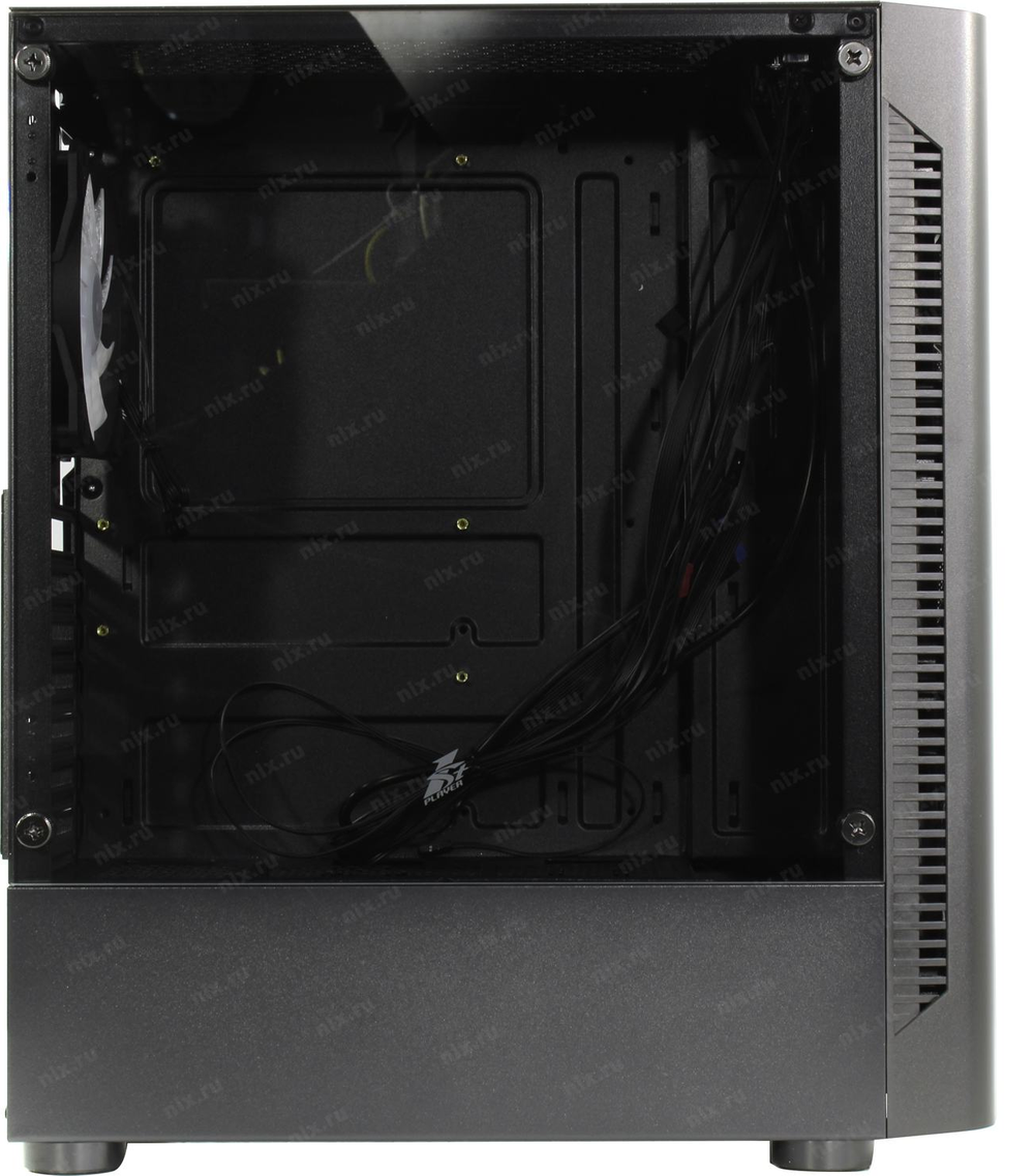 Корпус Miditower 1STPLAYER DK D4 D4-BK-4G6 Black ATX без БП, с окном