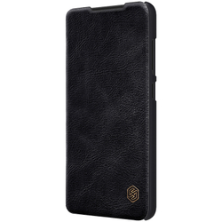 Кожаный чехол книжка от Nillkin для Samsung Galaxy S22 Ultra, черный цвет, серия Qin Pro Leather с защитной шторкой для камеры
