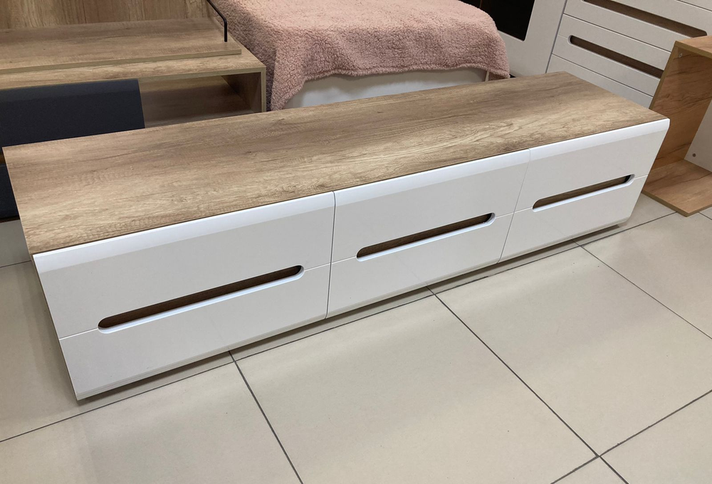 Тумба ТВ Наоми ТБ-17 дуб каньон/белый глянец