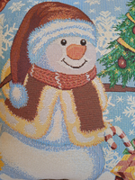 Декоративный гобеленовый чехол для интерьерной подушки Снеговик 38*38