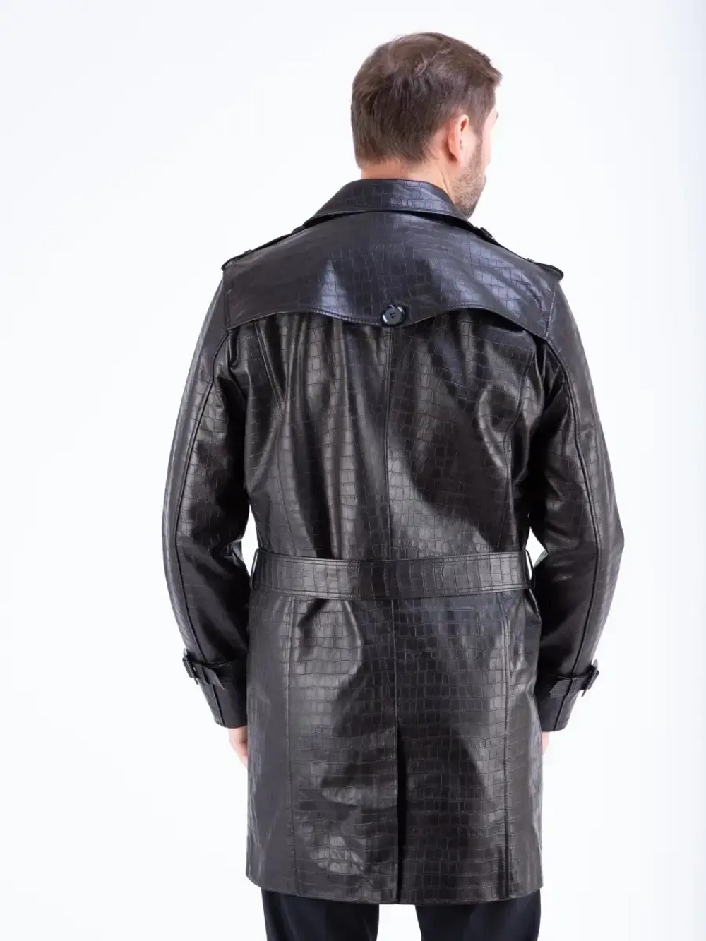 Плащ мужской кожаный  натуральный тренч