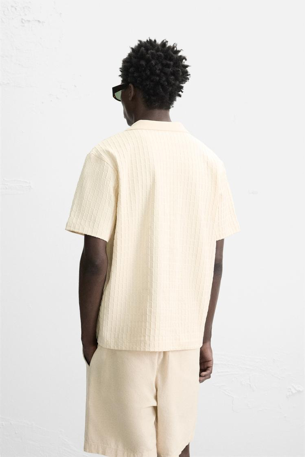 ZARA ПОЛО С РЕЛЬЕФНОЙ ТКАНЬЮ, ЭКРЮ