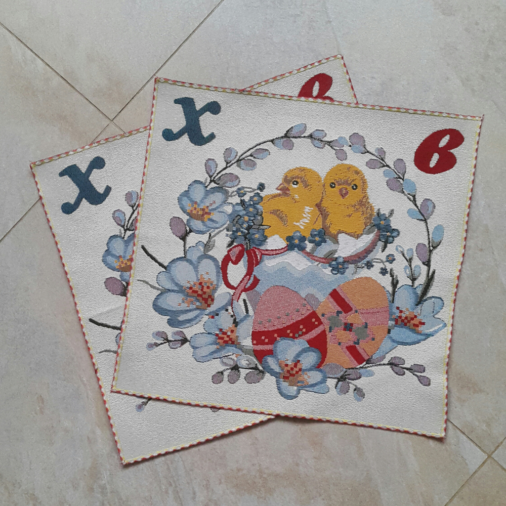 Набор декоративных гобеленовых салфеток (40*40) 2 шт. Пасхальный