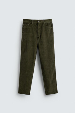 ZARA ВЕЛЬВЕТОВЫЕ БРЮКИ REGULAR FITНЕВЫЙ, ХАКИ