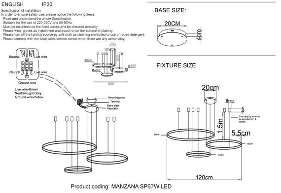 Подвесной светодиодный светильник Crystal Lux Manzana SP67W Led Black