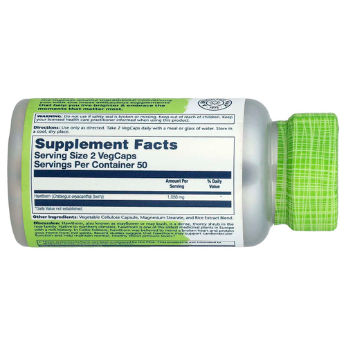 Solaray, True Herbs, боярышник, 100 растительных капсул (525 мг на капсулу)