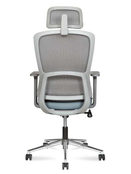 Кресло офисное Норден / Лайт грэй / Light grey / серый пластик/серая  серка/серая ткань/хром база