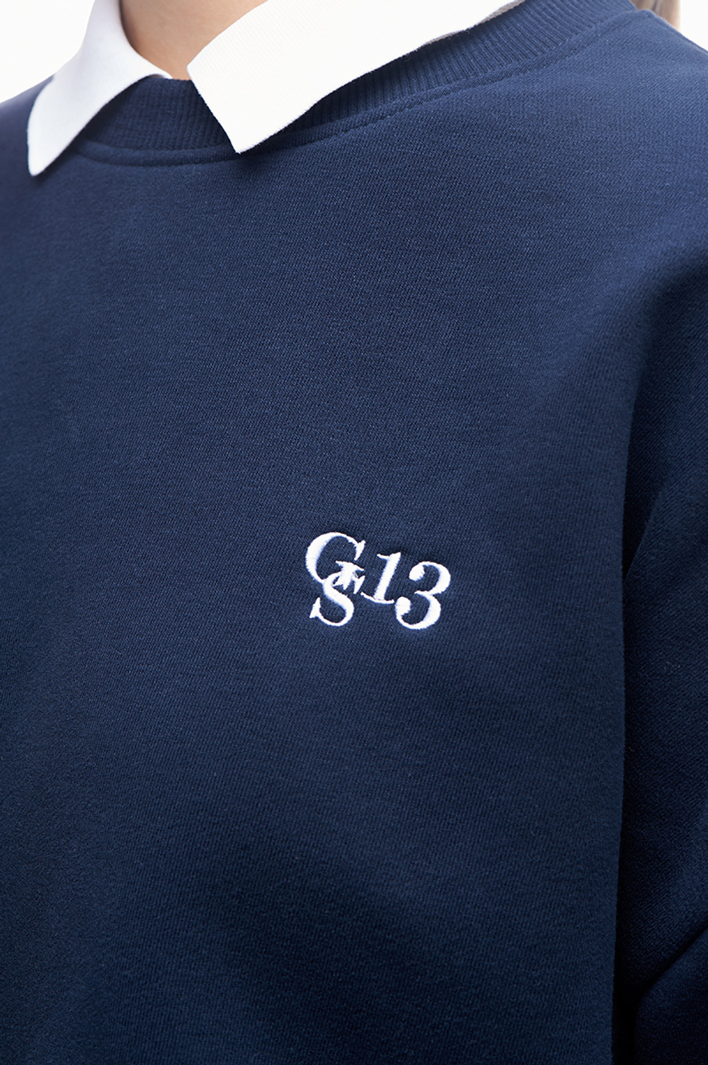 Кофта свитшот тёмно-синяя укороченная, с логотипом GS13