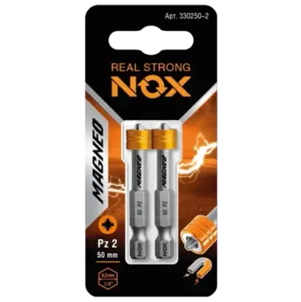Бита с магнитной насадкой PZ 2х50мм карта 2шт NOX MAGNEO 330250-2