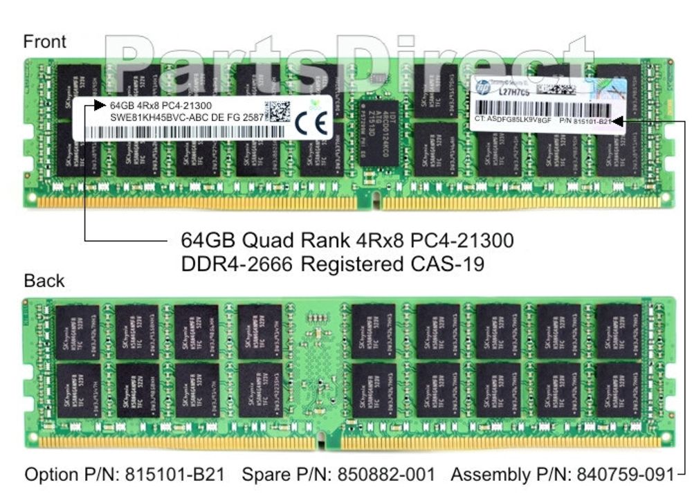Модуль памяти HPE P19250-001 64-GB (1 x 64GB) Dual Rank x4 DDR4-2933