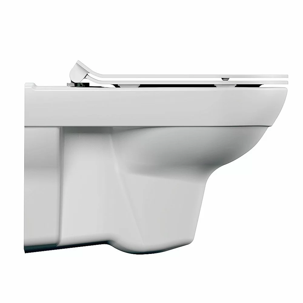 Унитаз подвесной Cersanit CITY CO DPL EO slim c инсталляцией LINK PRO/кнопка ESTETICA белая-хром, с крышкой микролифт, безободковый