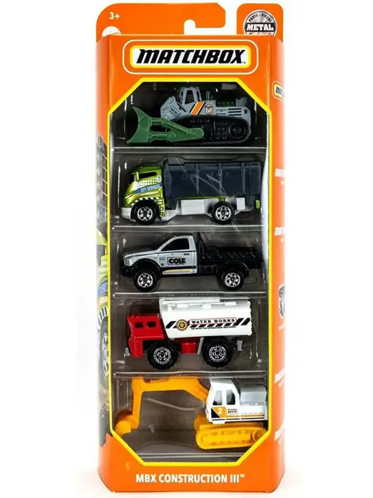 Набор из 5 машинок Хот Вилс Matchbox MBX Constrpuction 3