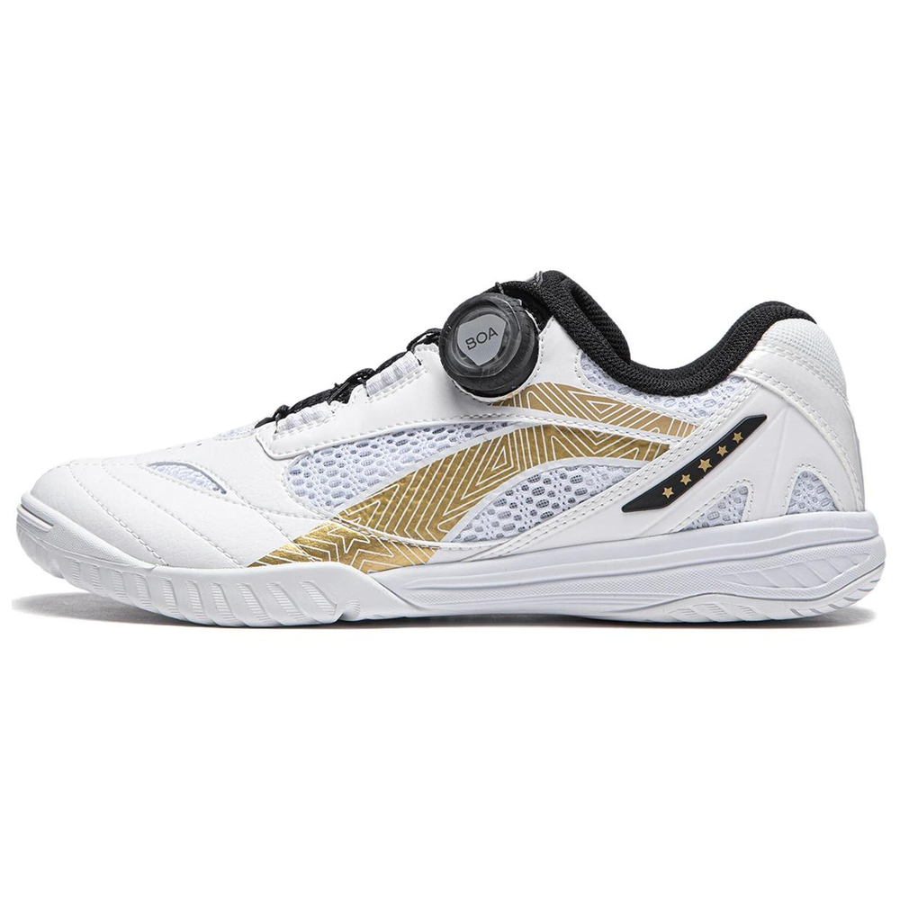 Li Ning Abrasion Resistant Low top Table Tennis Shoes Unisex White Gold Black