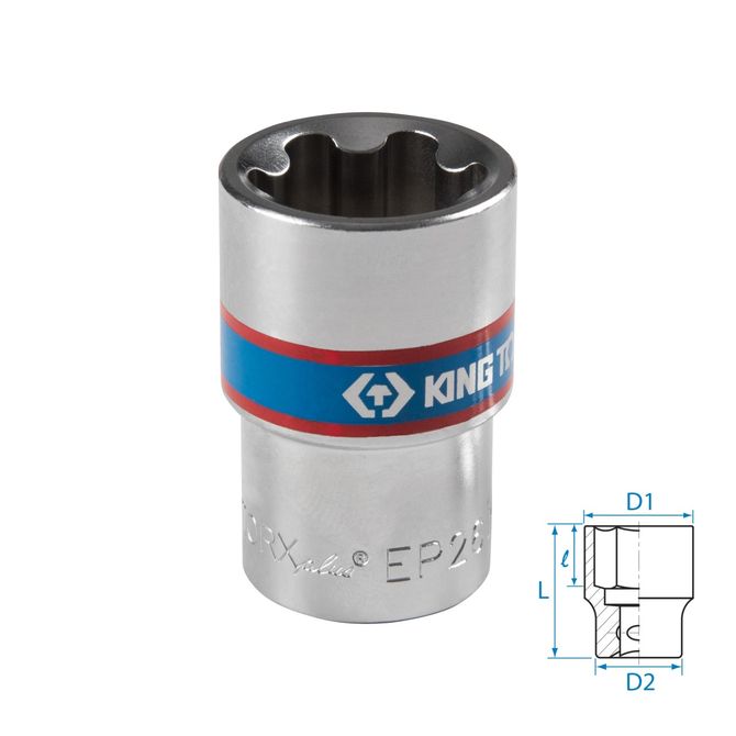 KING TONY (433E26M) Головка торцевая TORX Plus 1/2", EP26, L = 45 мм