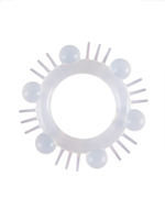 Эластичное эрекционное кольцо с шипиками и шариками (Цвет: белый)