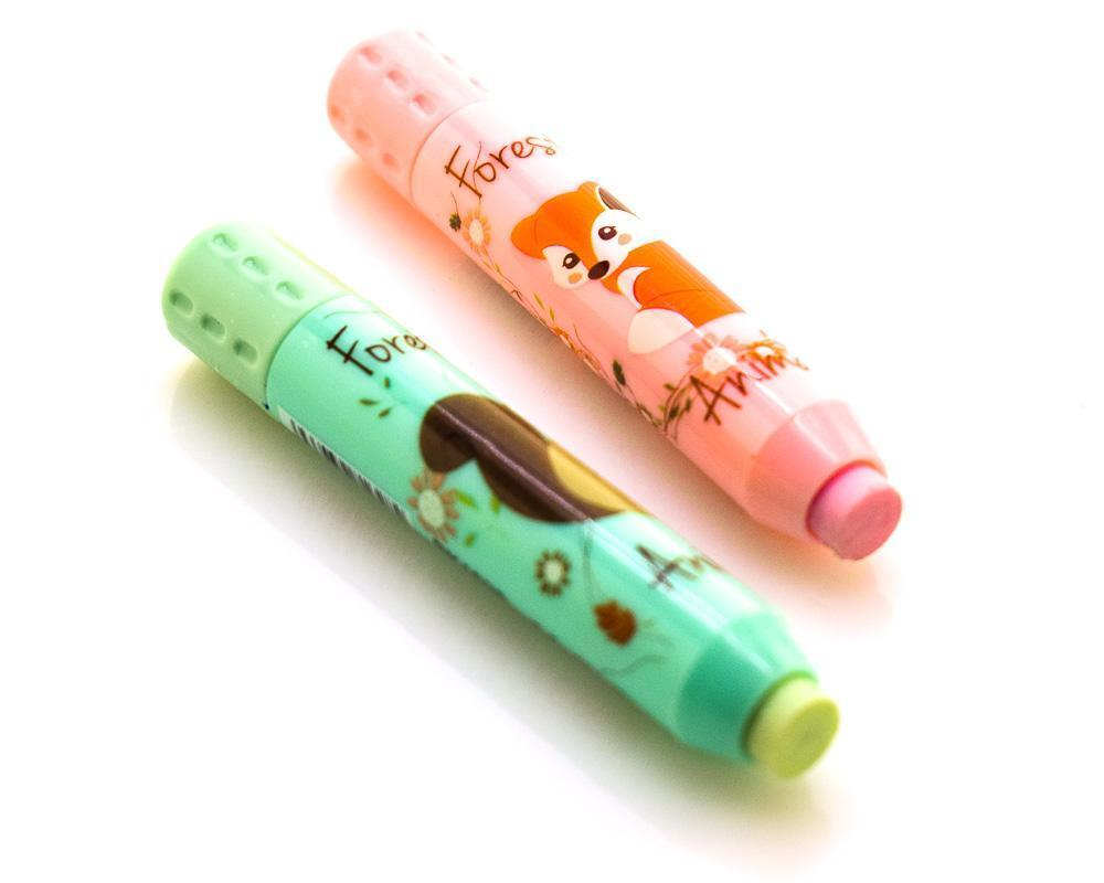 Ластик "Лесные жители", 8,5см, в картонном держателе, 3 цвета микс