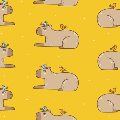 Капибары на желтом