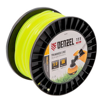 Леска для триммера квадрат, 3,0мм х 111м, на DIN катушке FLEX CORD Denzel