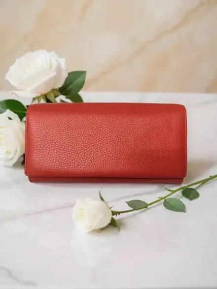 Компактный кошелек натуральная кожа терракотовый