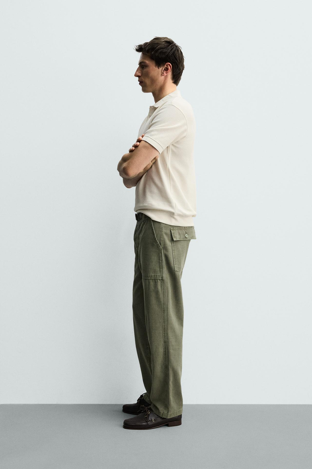 ZARA ПОЛО ПИКЕ REGULAR FIT, ЭКРЮ