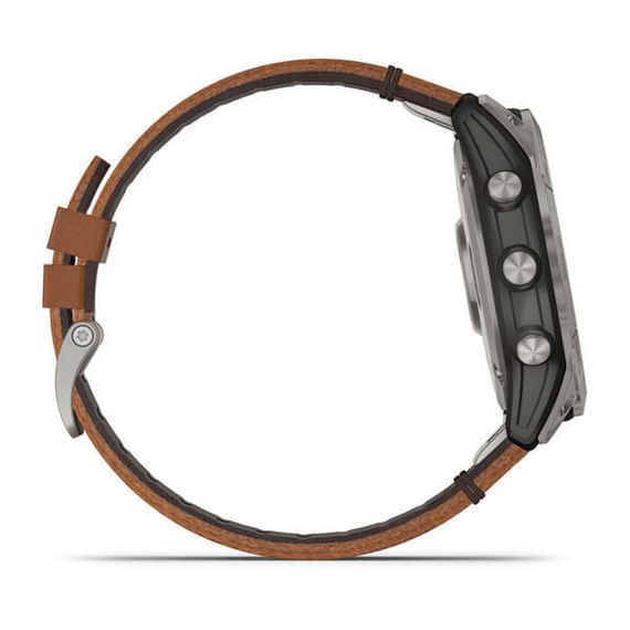 Умные часы Garmin Fenix 7X Sapphire Solar титановый черный с коричневым кожаным ремешком