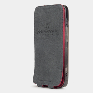 Чехол для iPhone 15 Pro из кожи страуса, цвета фуксии