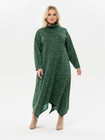 Платье с фигурной линией низа из джерси меланж