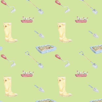 Нарисованный вручную акварелью узор - садоводство.