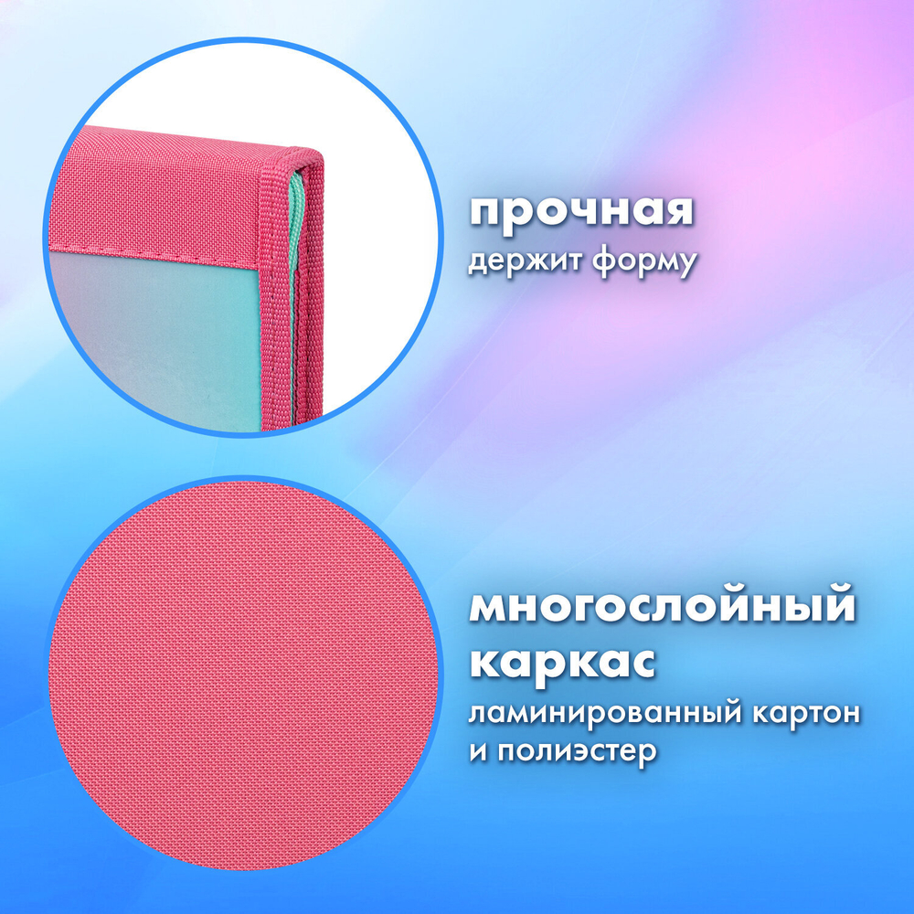Папка на молнии BRAUBERG А4 с ручкой, с органайзером, 1 отделение, "Unicorn", 271447