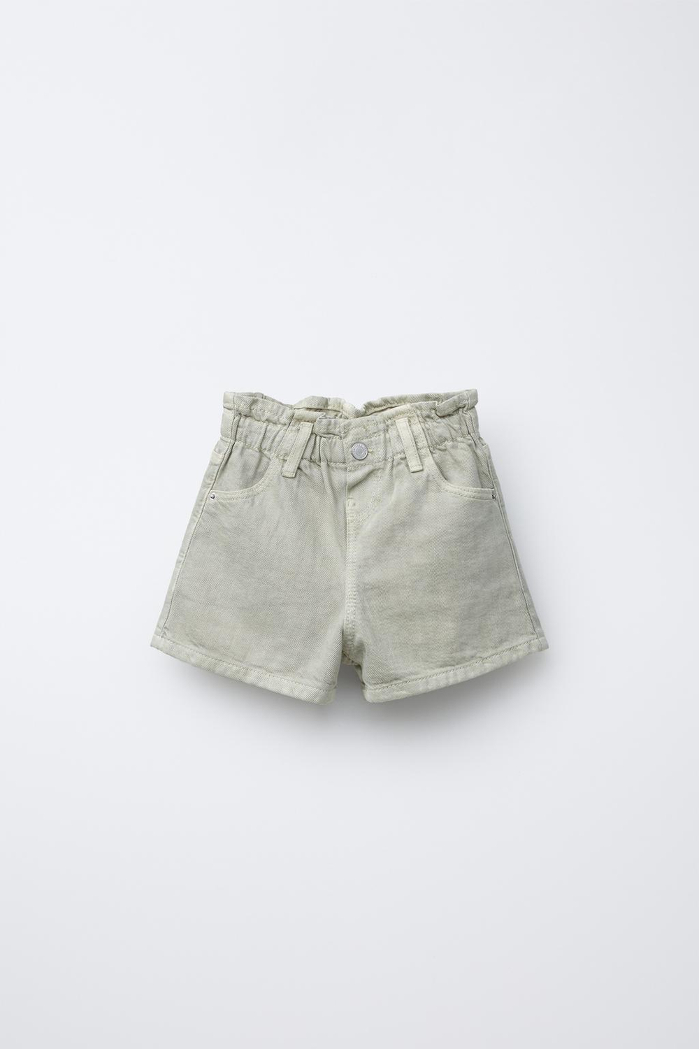 ZARA ШОРТЫ ИЗ ТВИЛА PAPERBAG COMFORT, МЯГКИЙ ЗЕЛЕНЫЙ