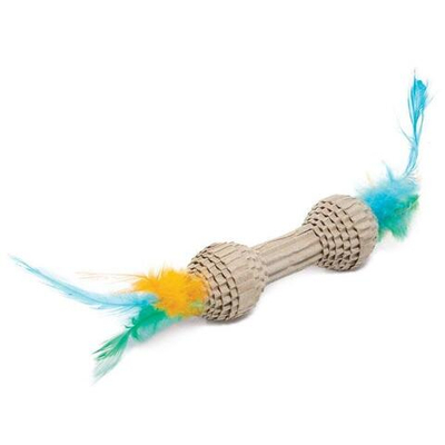 Игрушка для кошек из гофрокартона "Гантель с перьями", 100/200мм, серия NATURAL , Triol