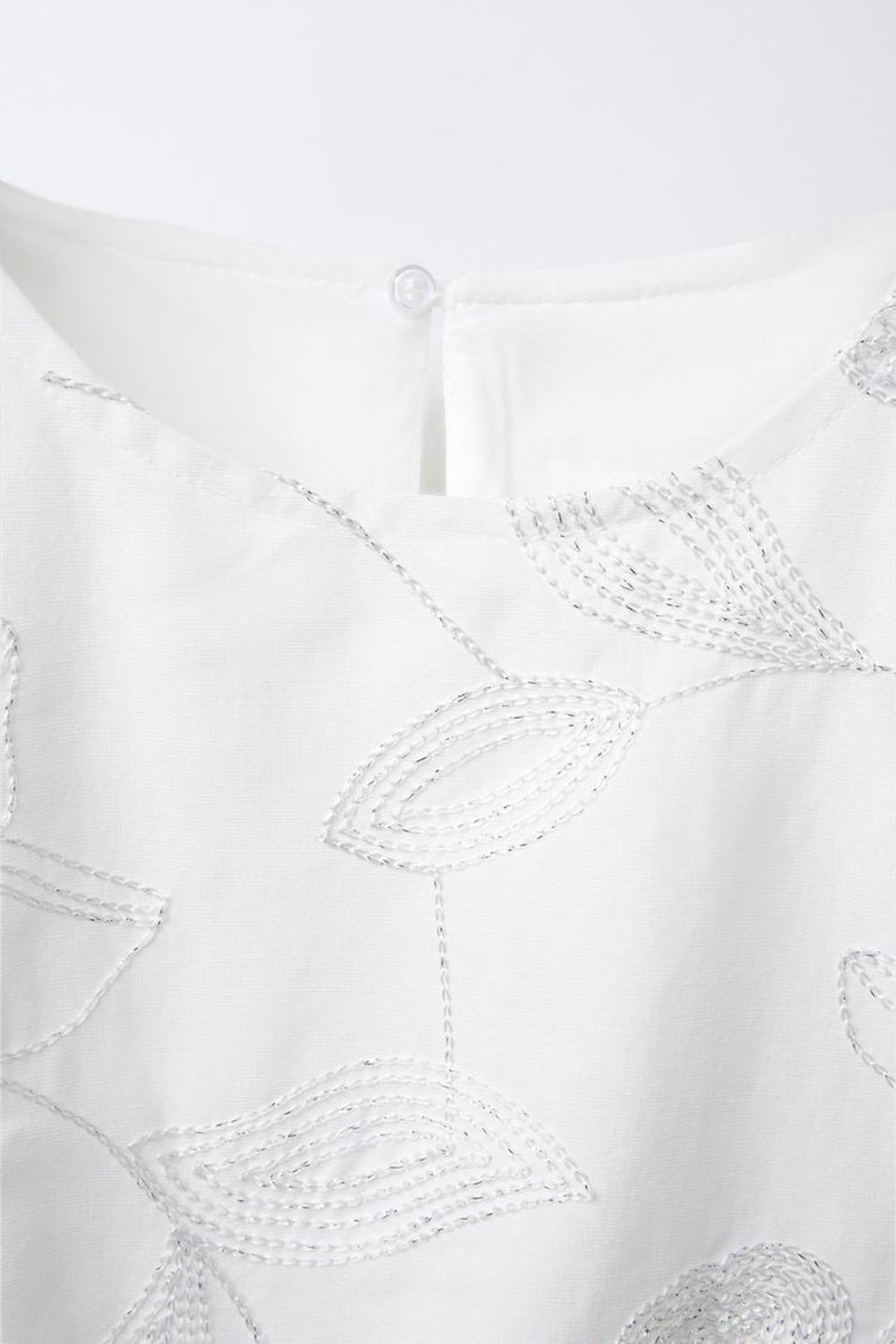 ZARA ТОП С КОНТРАСТНЫМ УЗОРОМ, БЕЛЫЙ