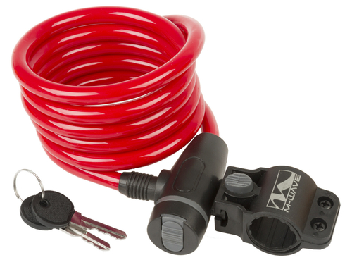 Замок вело 10х1800мм автом. с защ. колпачком КРАСНЫЙ (40) M-WAVE