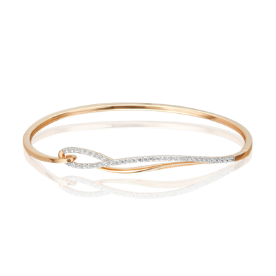 Браслет жесткий из красного золота с фианитами