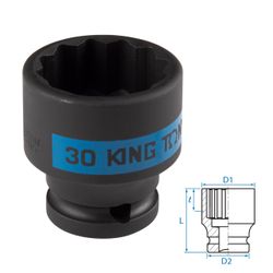 KING TONY (453030M) Головка торцевая ударная двенадцатигранная 1/2", 30 мм