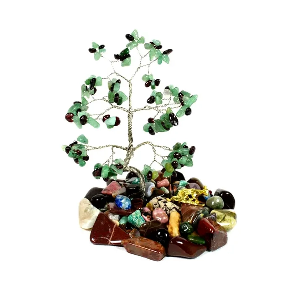 Дерево счастья с нефритом и гранатом макси 120*120*115мм