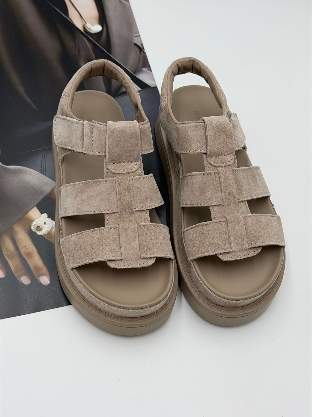 Босоножки женские натуральная кожа арт. PEXL 252-3 цвет "бежевый"