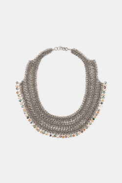 ZARA КОЛЬЕ СО СТРАЗАМИ, СЕРЕБРИСТЫЙ