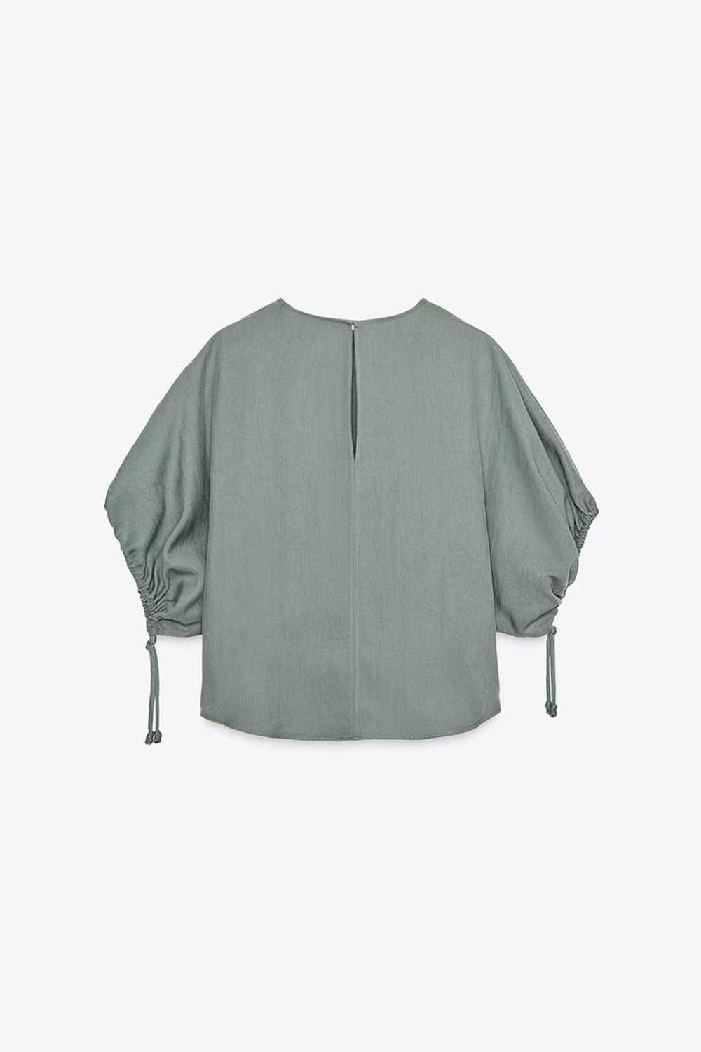 ZARA БЛУЗА С ОБЪЕМНЫМИ РУКАВАМИ — ZW COLLECTION, СЕРО-СИНИЙ