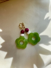 Серьги Зеленый цветок с тигровым глазом