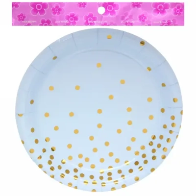Тарелка бумажная 18 см в наборе 10 шт «Конфетти» голубая