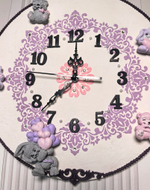 Авторские детские настенные часы с игрушками "Сиреневое Царство" 30см