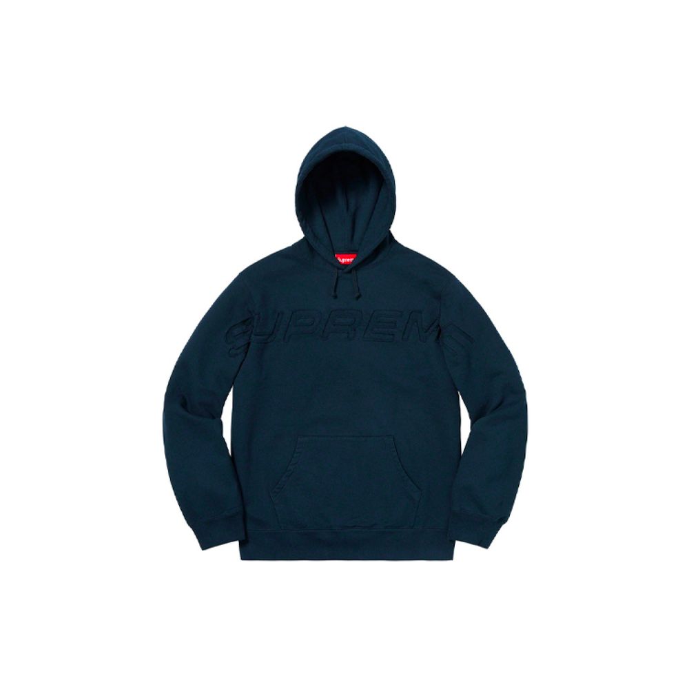 Supreme SS19 Set In Logo Hooded Sweatshirt Navy LOGO