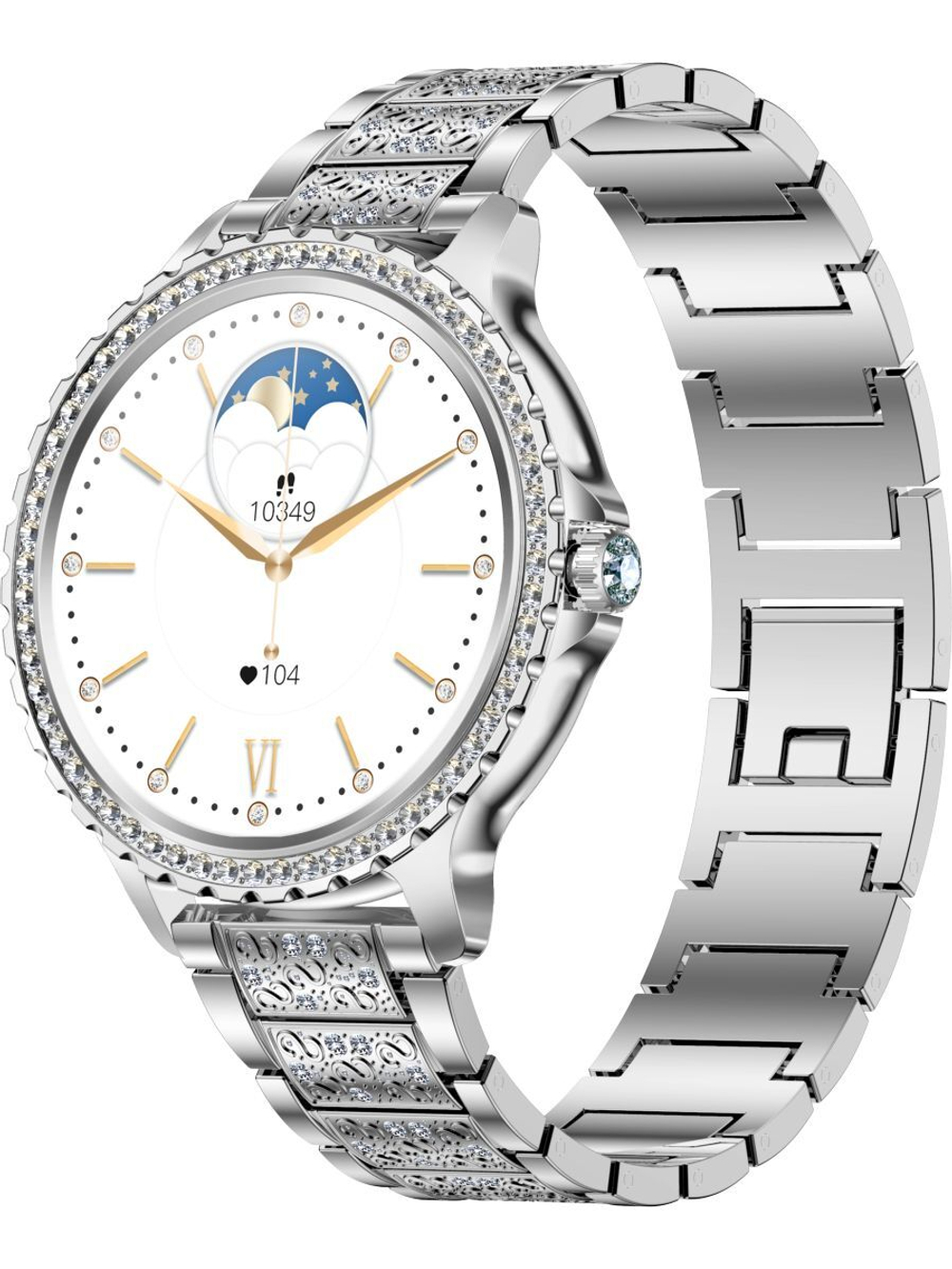 Смарт часы PARASMART Eva i58 (блочный браслет со стразами, серебристый)