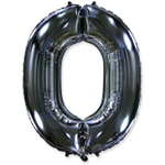 Шар фольгированный Цифра 0 101 см (Черный)