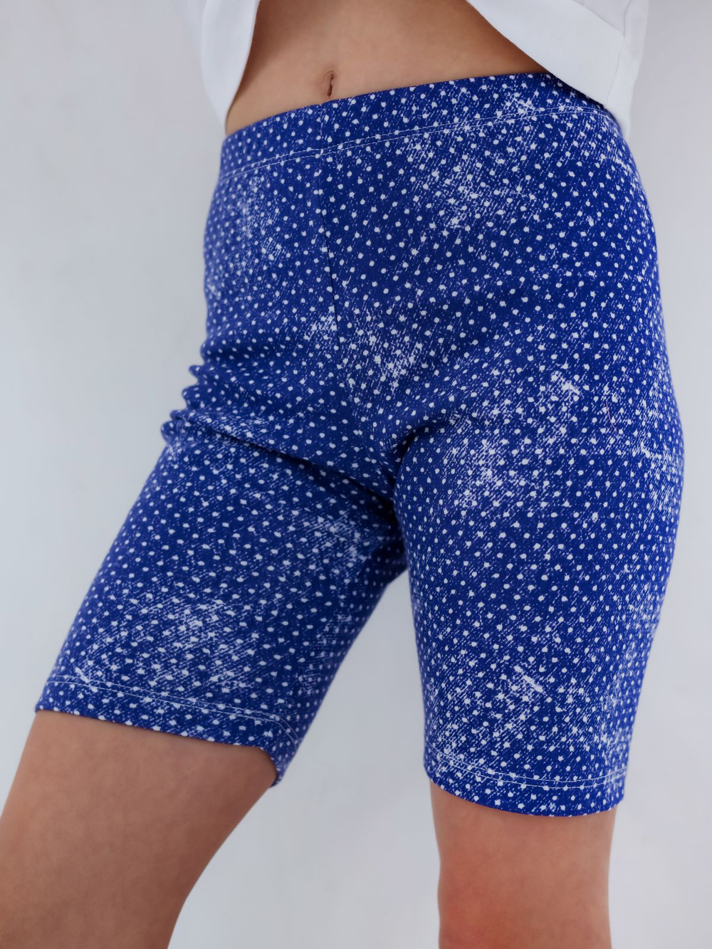 Шорты для девочки, модель №1, рост 98 см, синие в белый горох