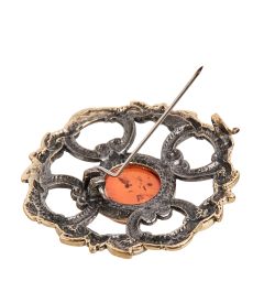 AM- 949 Брошь «Анжелика» (латунь, янтарь)